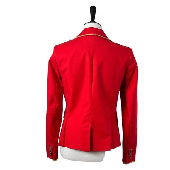 Tommy Hilfiger Blazer Military Style 2 Button Red Gold Braiding Women’s Size 6 - Picture 6 of 16